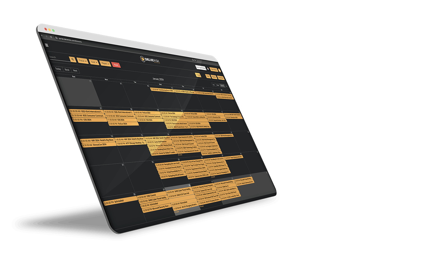 Web browser showing off an example of our event calendar